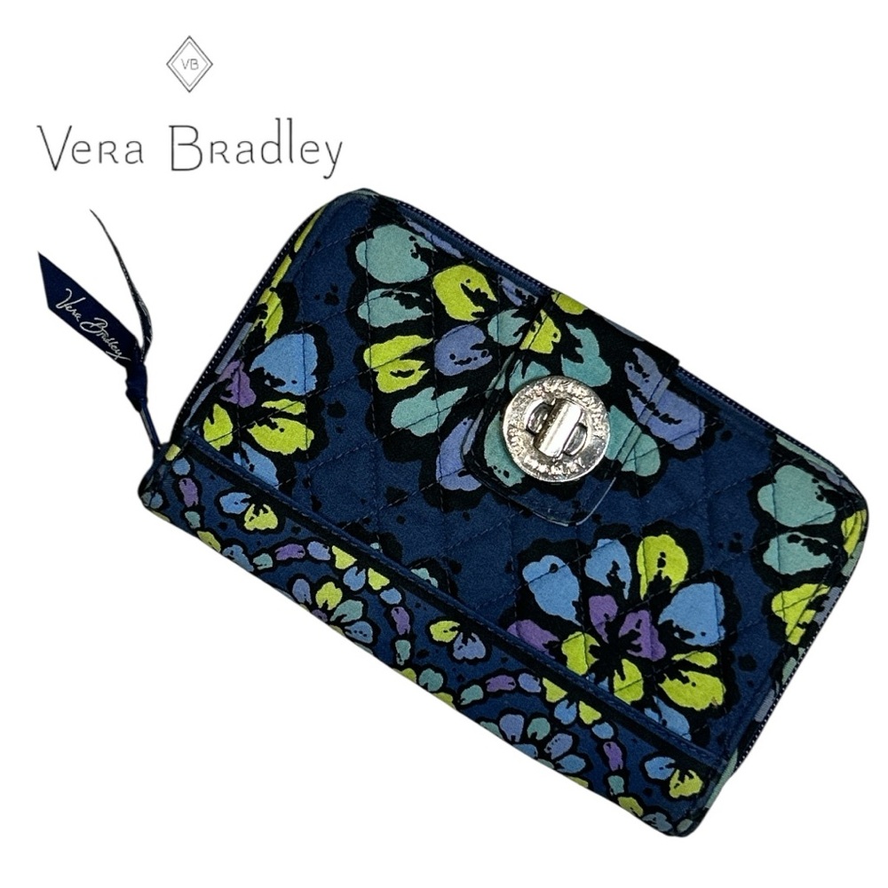 Vera Bradley Indigo Pop Quilted Turnlock Wallet‎